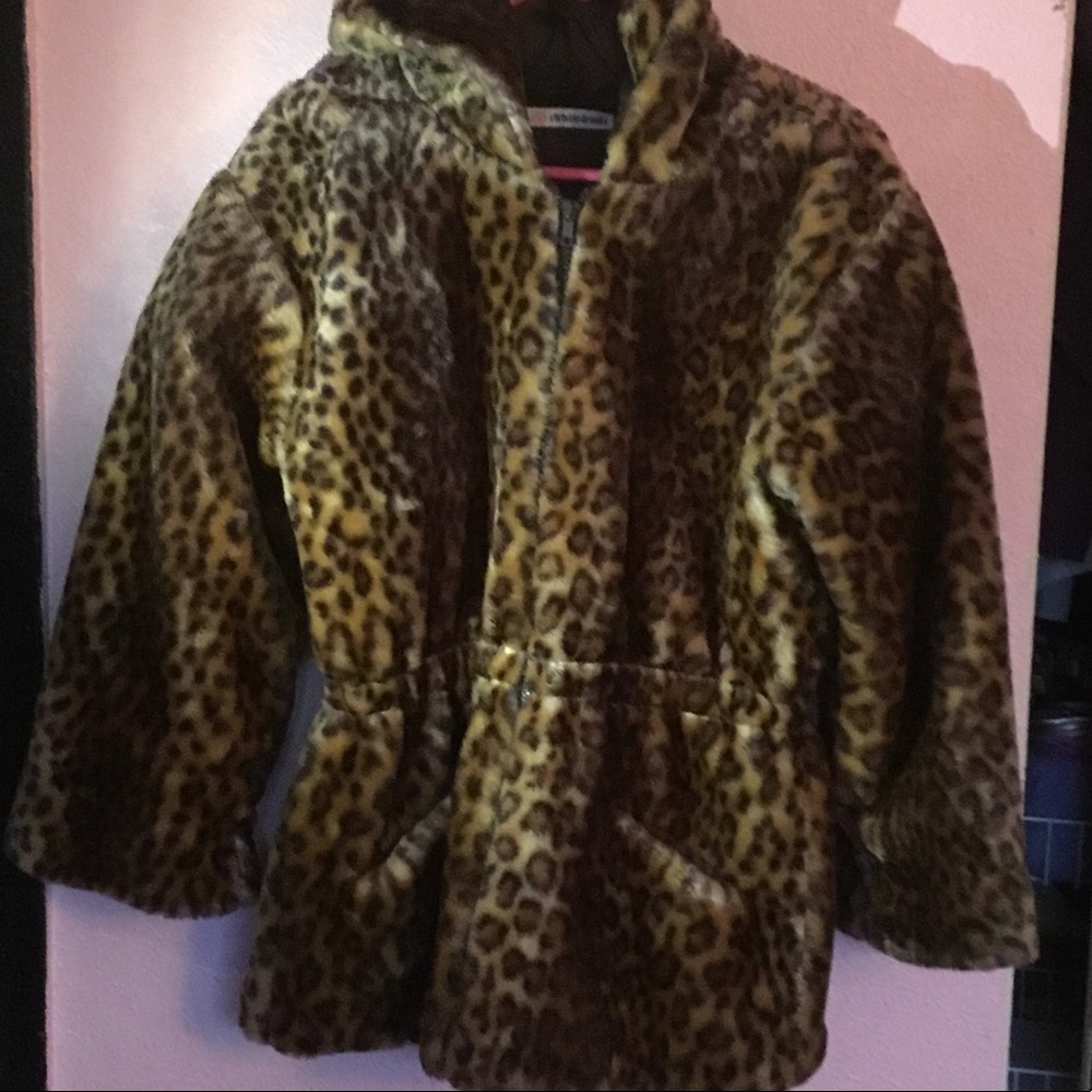 Faux Fur Leopard print big kids jacket